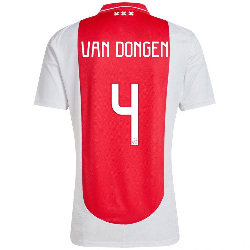 Mænd Bram Van Dongen #4 Rød Hvid Hjemmebane Spillertrøjer 2024/25 Trøje T-Shirt