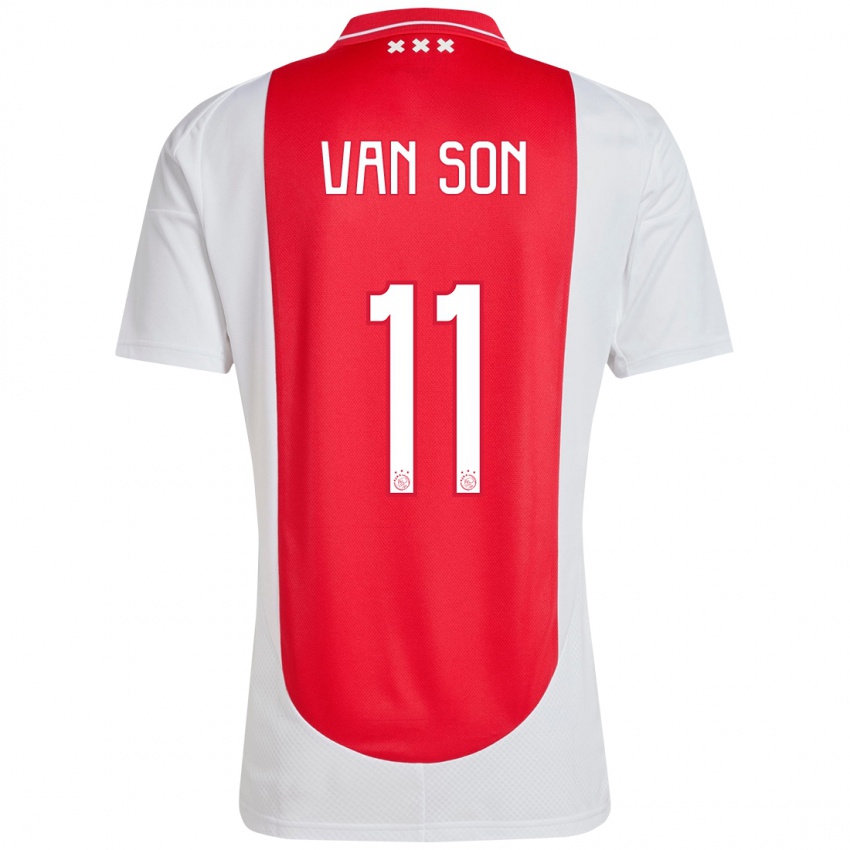 Mænd Daniël Van Son #11 Rød Hvid Hjemmebane Spillertrøjer 2024/25 Trøje T-Shirt