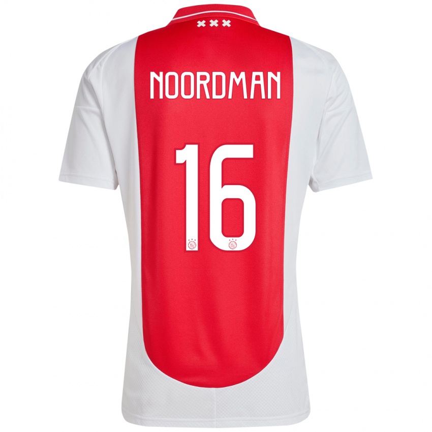 Mænd Danique Noordman #16 Rød Hvid Hjemmebane Spillertrøjer 2024/25 Trøje T-Shirt