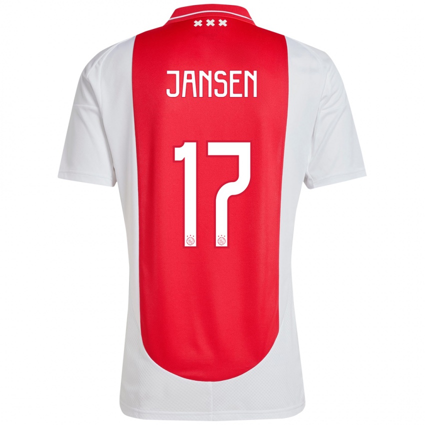 Mænd Bente Jansen #17 Rød Hvid Hjemmebane Spillertrøjer 2024/25 Trøje T-Shirt