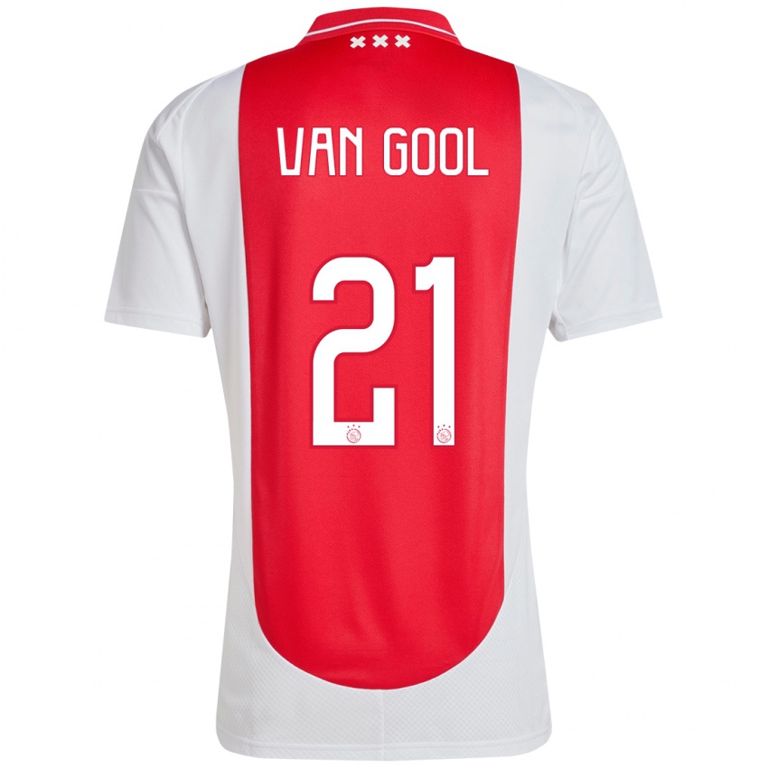 Mænd Rosa Van Gool #21 Rød Hvid Hjemmebane Spillertrøjer 2024/25 Trøje T-Shirt