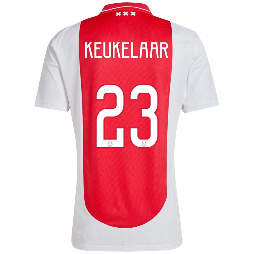 Mænd Lotte Keukelaar #23 Rød Hvid Hjemmebane Spillertrøjer 2024/25 Trøje T-Shirt