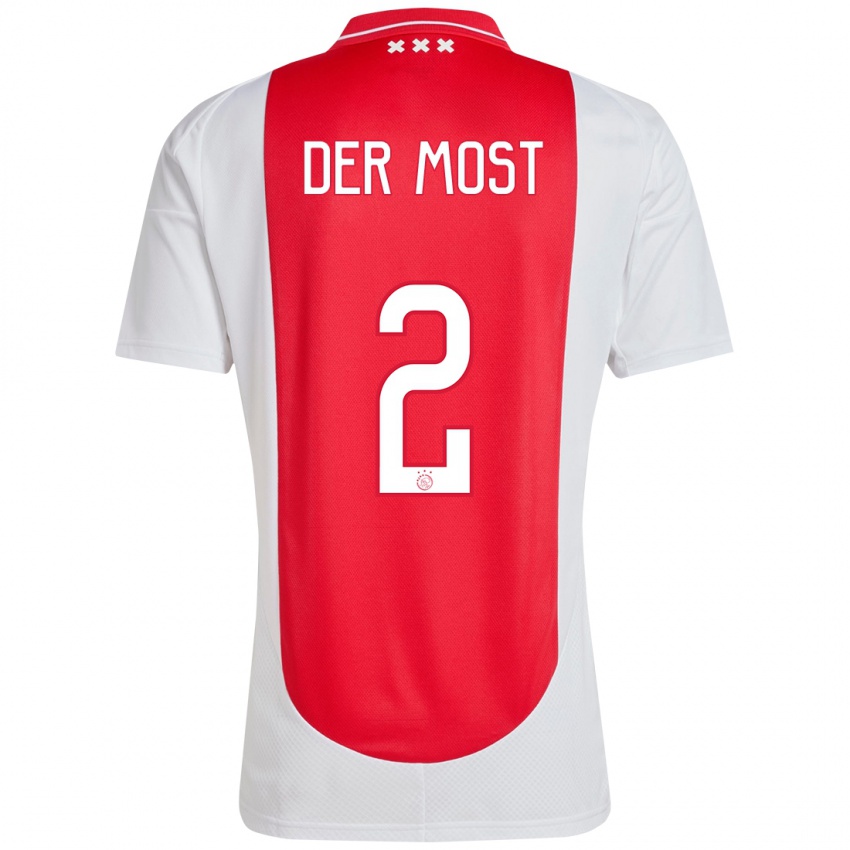 Mænd Liza Van Der Most #2 Rød Hvid Hjemmebane Spillertrøjer 2024/25 Trøje T-Shirt