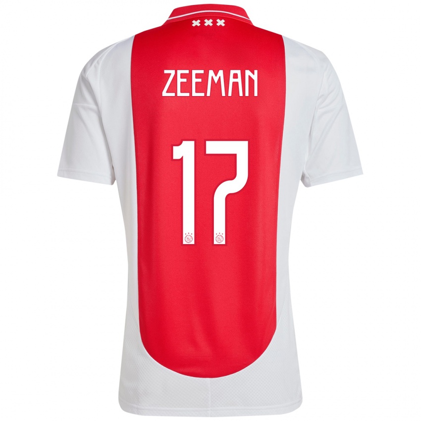 Mænd Kelly Zeeman #17 Rød Hvid Hjemmebane Spillertrøjer 2024/25 Trøje T-Shirt