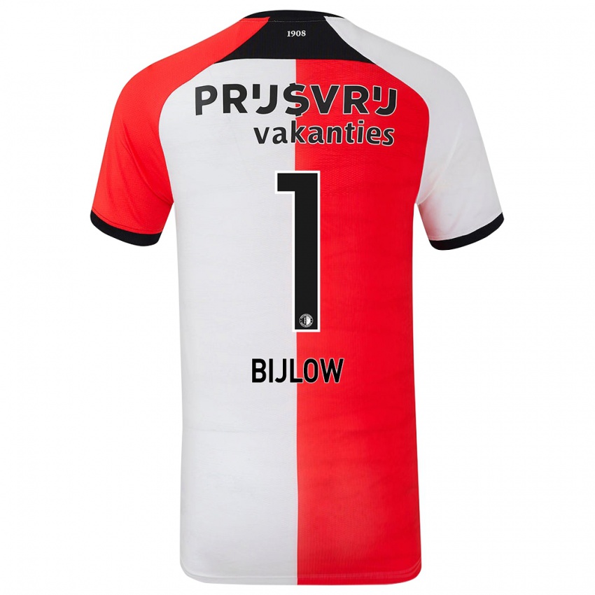 Mænd Justin Bijlow #1 Rød Hvid Hjemmebane Spillertrøjer 2024/25 Trøje T-Shirt