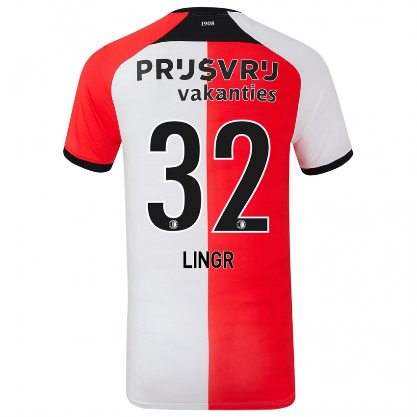 Mænd Ondrej Lingr #32 Rød Hvid Hjemmebane Spillertrøjer 2024/25 Trøje T-Shirt