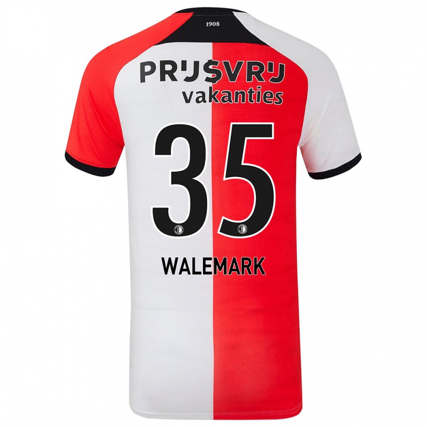 Mænd Patrik Walemark #35 Rød Hvid Hjemmebane Spillertrøjer 2024/25 Trøje T-Shirt