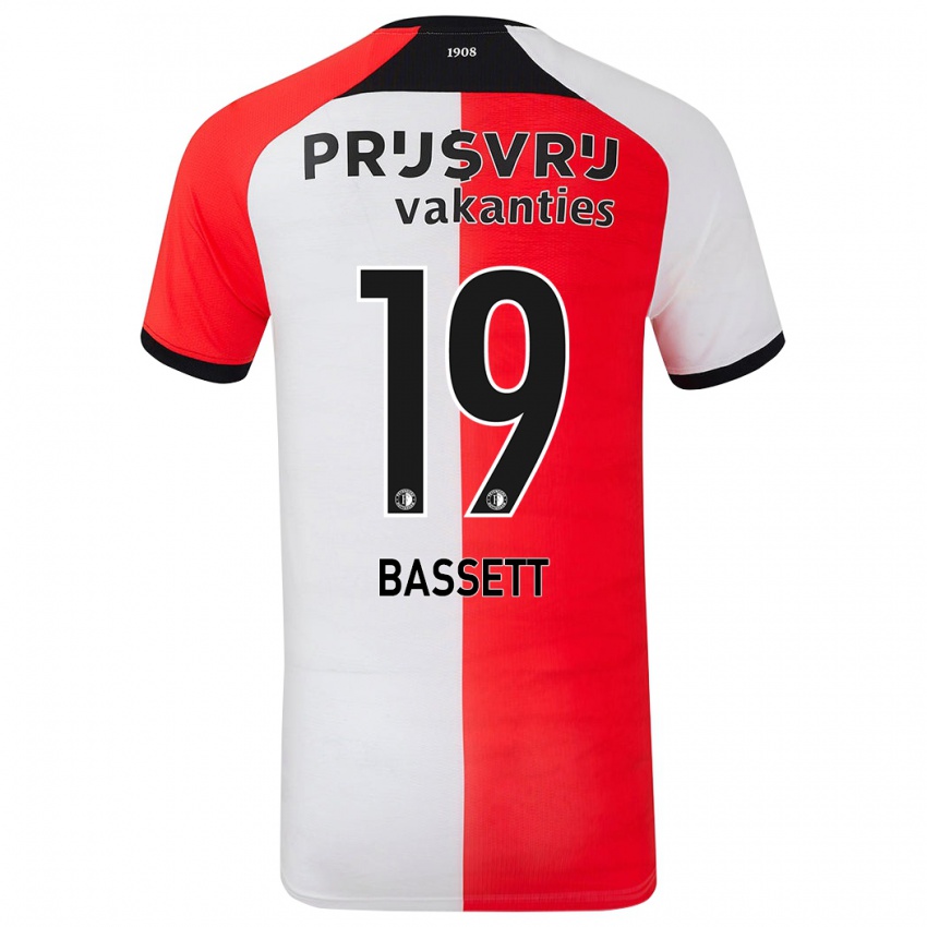 Mænd Cole Bassett #19 Rød Hvid Hjemmebane Spillertrøjer 2024/25 Trøje T-Shirt