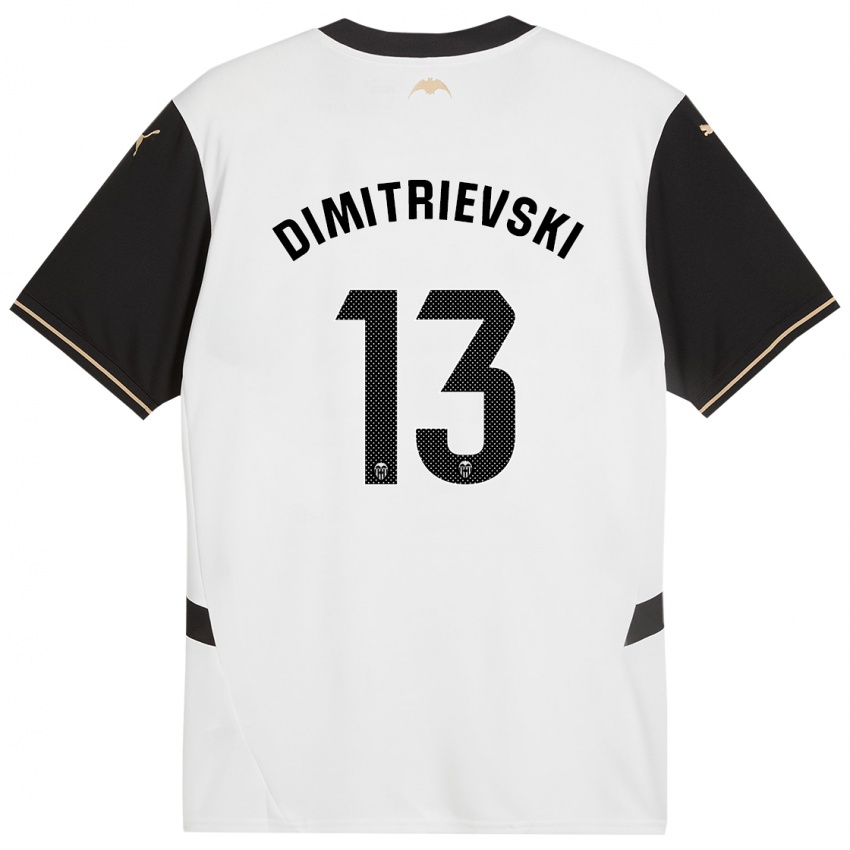 Mænd Stole Dimitrievski #13 Hvid Sort Hjemmebane Spillertrøjer 2024/25 Trøje T-Shirt