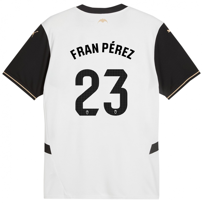 Mænd Fran Pérez #23 Hvid Sort Hjemmebane Spillertrøjer 2024/25 Trøje T-Shirt