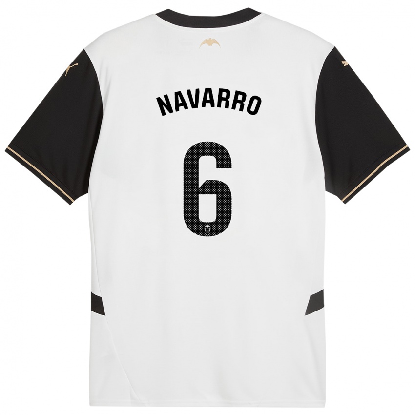 Mænd Javi Navarro #6 Hvid Sort Hjemmebane Spillertrøjer 2024/25 Trøje T-Shirt