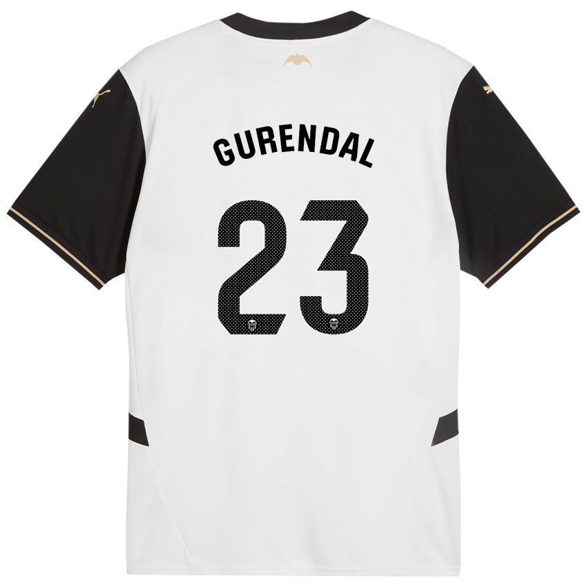 Mænd Alexander Gurendal #23 Hvid Sort Hjemmebane Spillertrøjer 2024/25 Trøje T-Shirt