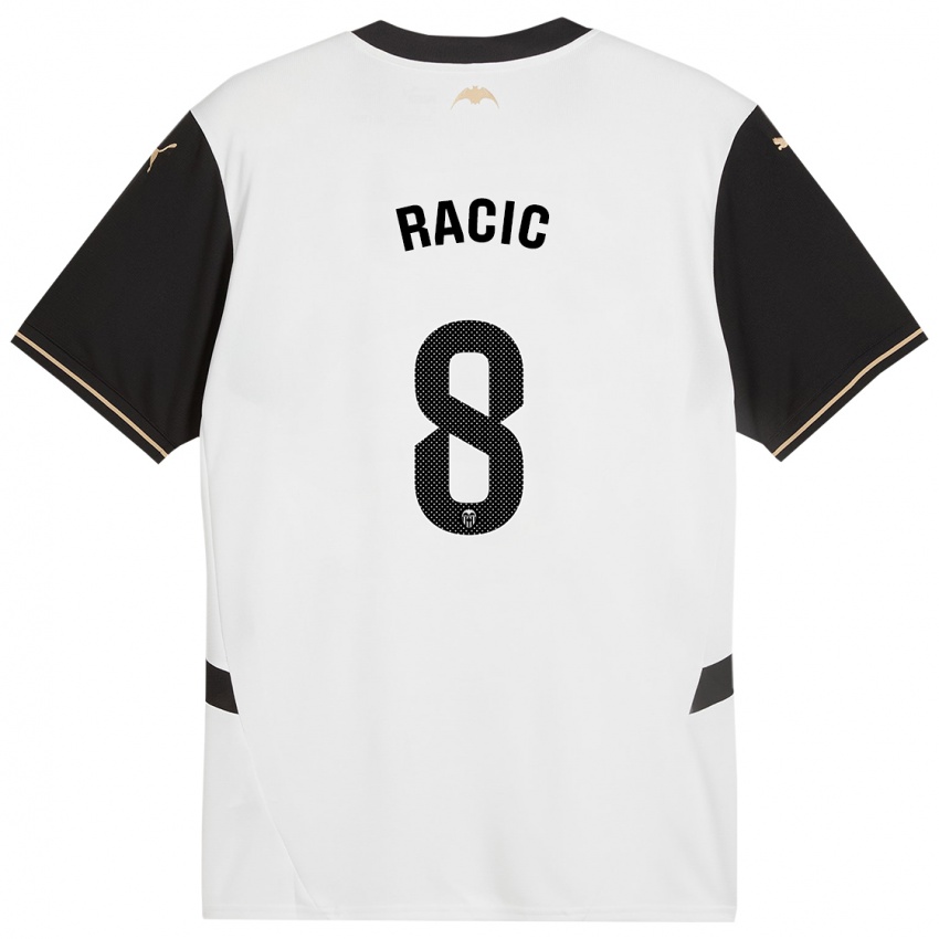 Mænd Uros Racic #8 Hvid Sort Hjemmebane Spillertrøjer 2024/25 Trøje T-Shirt