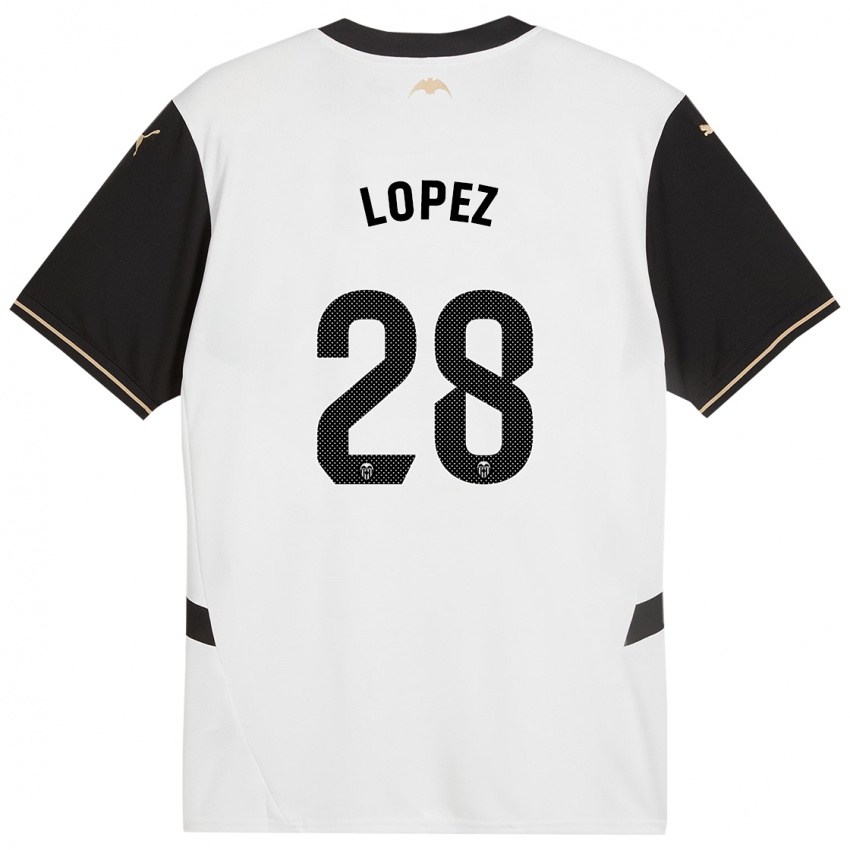 Mænd Saray Lopez #28 Hvid Sort Hjemmebane Spillertrøjer 2024/25 Trøje T-Shirt