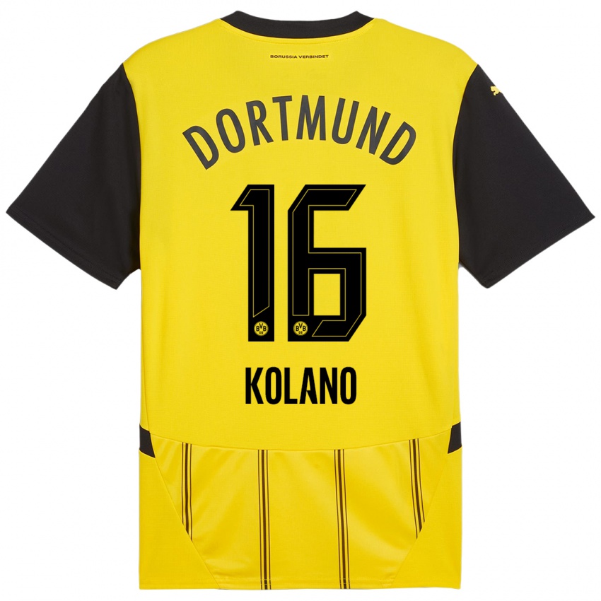 Mænd Damian Kolano #16 Gul Sort Hjemmebane Spillertrøjer 2024/25 Trøje T-Shirt