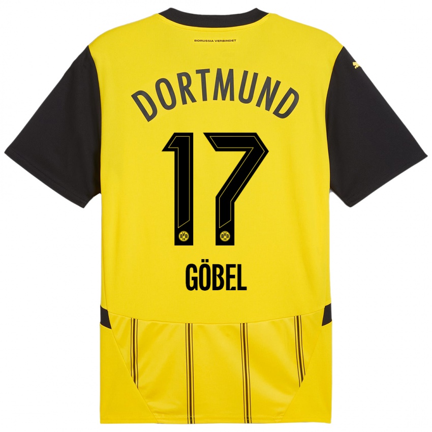 Mænd Patrick Göbel #17 Gul Sort Hjemmebane Spillertrøjer 2024/25 Trøje T-Shirt