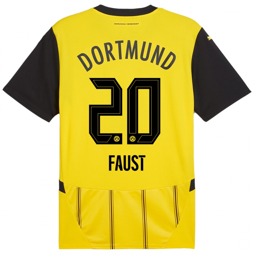 Mænd Tom Faust #20 Gul Sort Hjemmebane Spillertrøjer 2024/25 Trøje T-Shirt