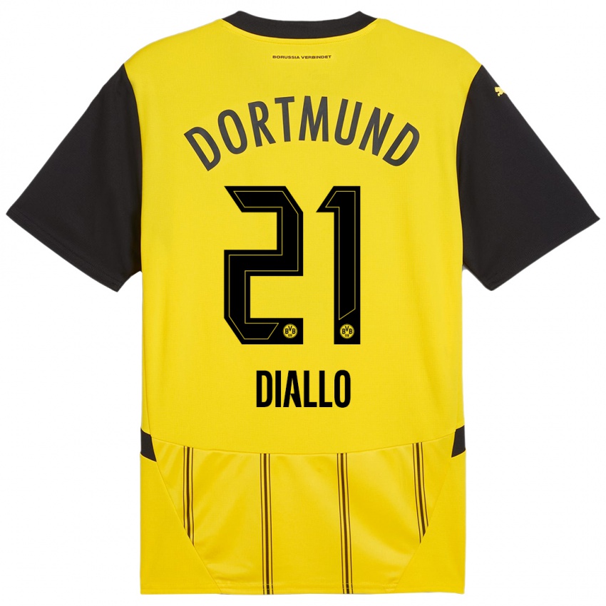 Mænd Ousmane Diallo #21 Gul Sort Hjemmebane Spillertrøjer 2024/25 Trøje T-Shirt