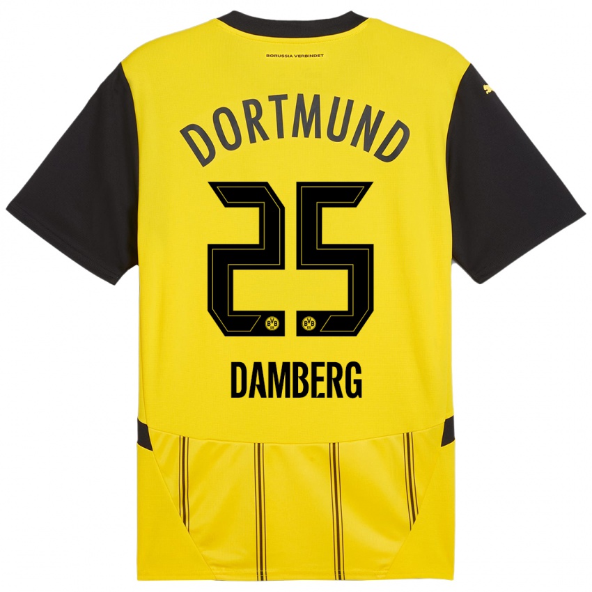 Mænd Niclas Damberg #25 Gul Sort Hjemmebane Spillertrøjer 2024/25 Trøje T-Shirt