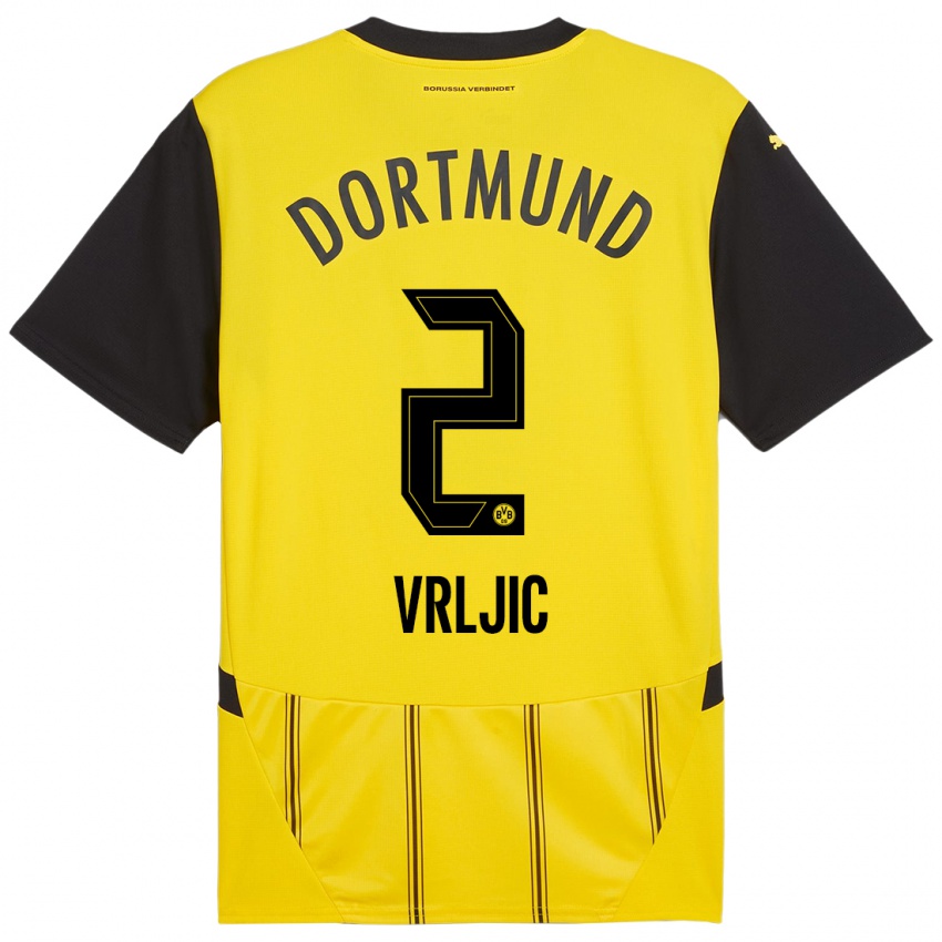 Mænd Daniel Vrljic #2 Gul Sort Hjemmebane Spillertrøjer 2024/25 Trøje T-Shirt