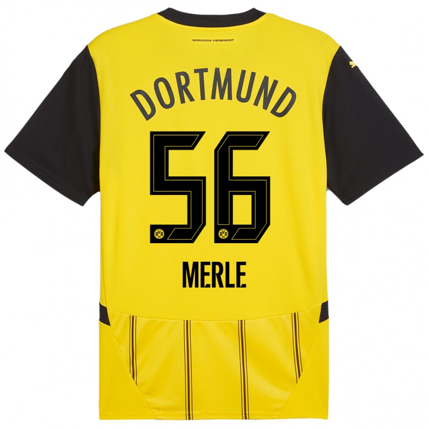 Mænd Albers Merle #56 Gul Sort Hjemmebane Spillertrøjer 2024/25 Trøje T-Shirt