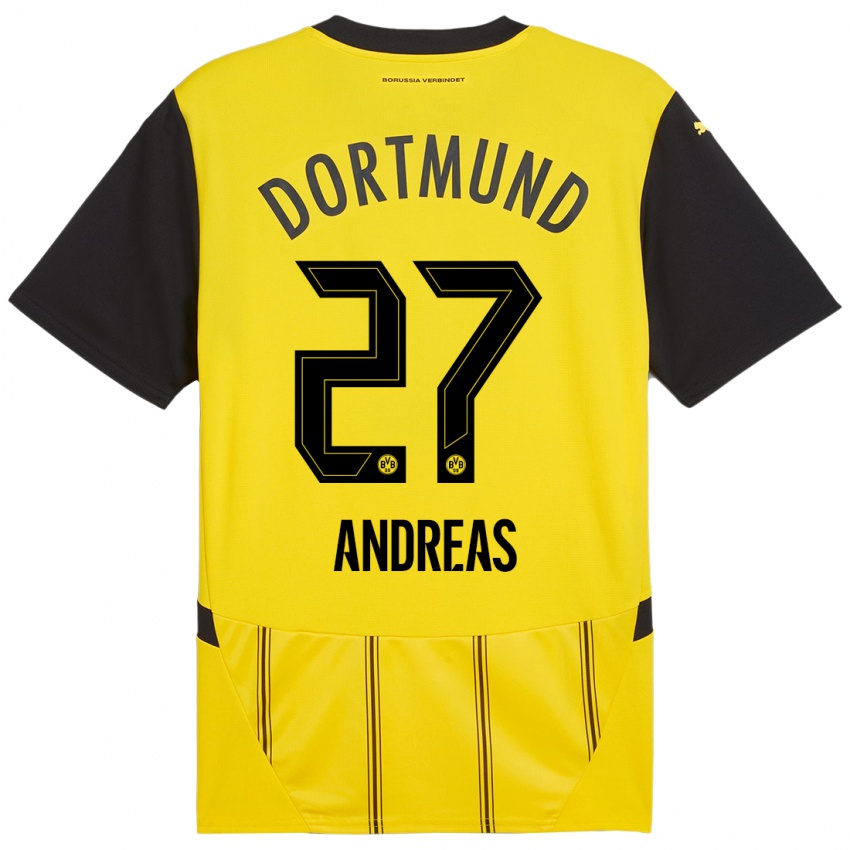 Mænd Kuno Andreas #27 Gul Sort Hjemmebane Spillertrøjer 2024/25 Trøje T-Shirt