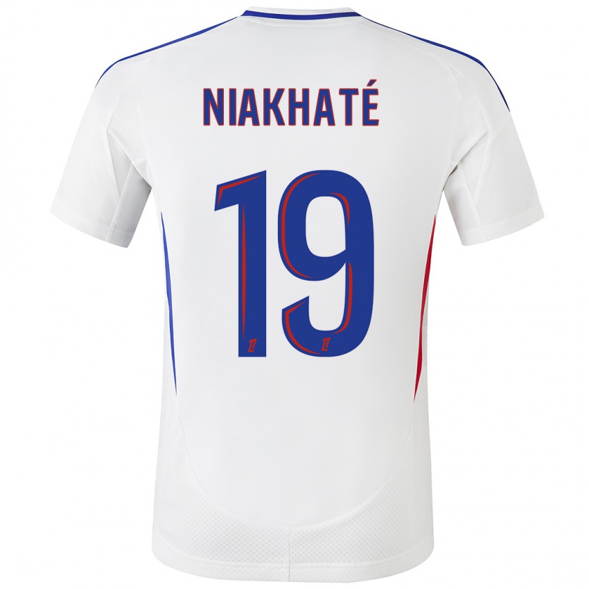 Mænd Moussa Niakhaté #19 Hvid Blå Hjemmebane Spillertrøjer 2024/25 Trøje T-Shirt