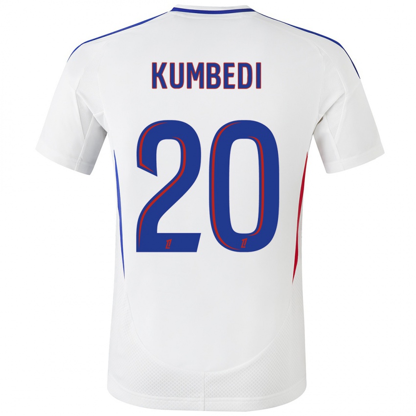 Mænd Saël Kumbedi #20 Hvid Blå Hjemmebane Spillertrøjer 2024/25 Trøje T-Shirt