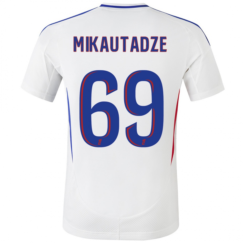 Mænd Georges Mikautadze #69 Hvid Blå Hjemmebane Spillertrøjer 2024/25 Trøje T-Shirt