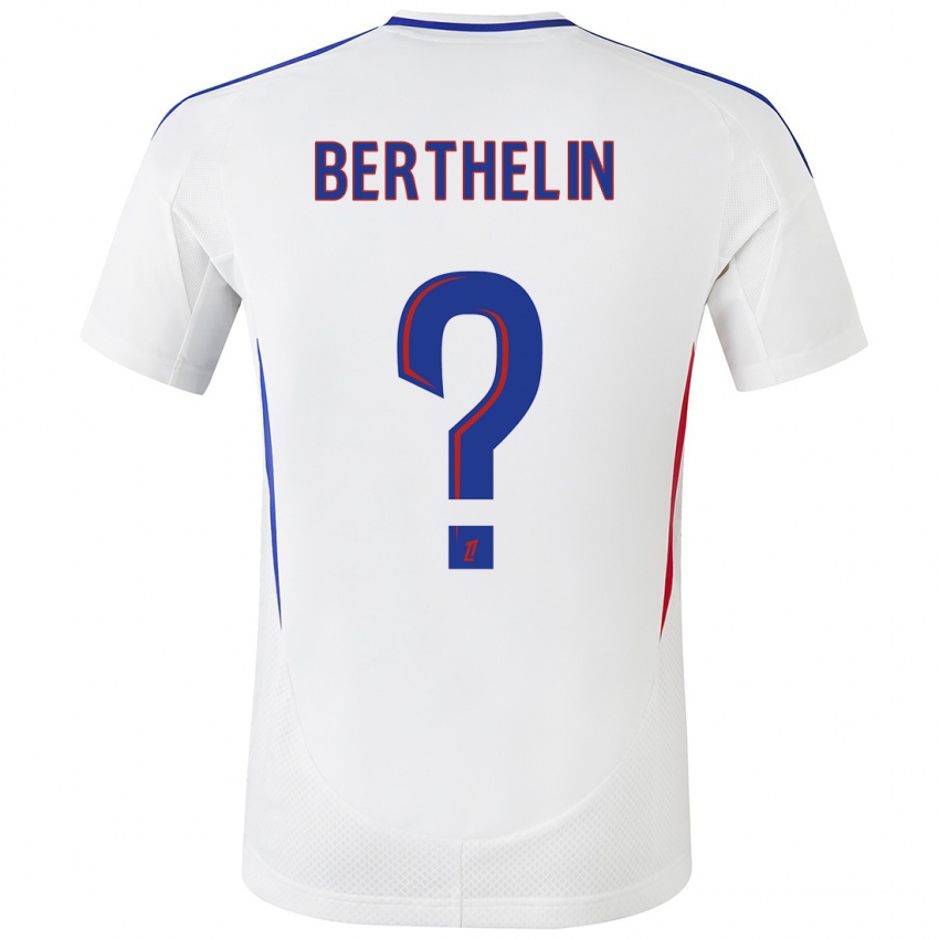 Mænd Romain Berthelin #0 Hvid Blå Hjemmebane Spillertrøjer 2024/25 Trøje T-Shirt