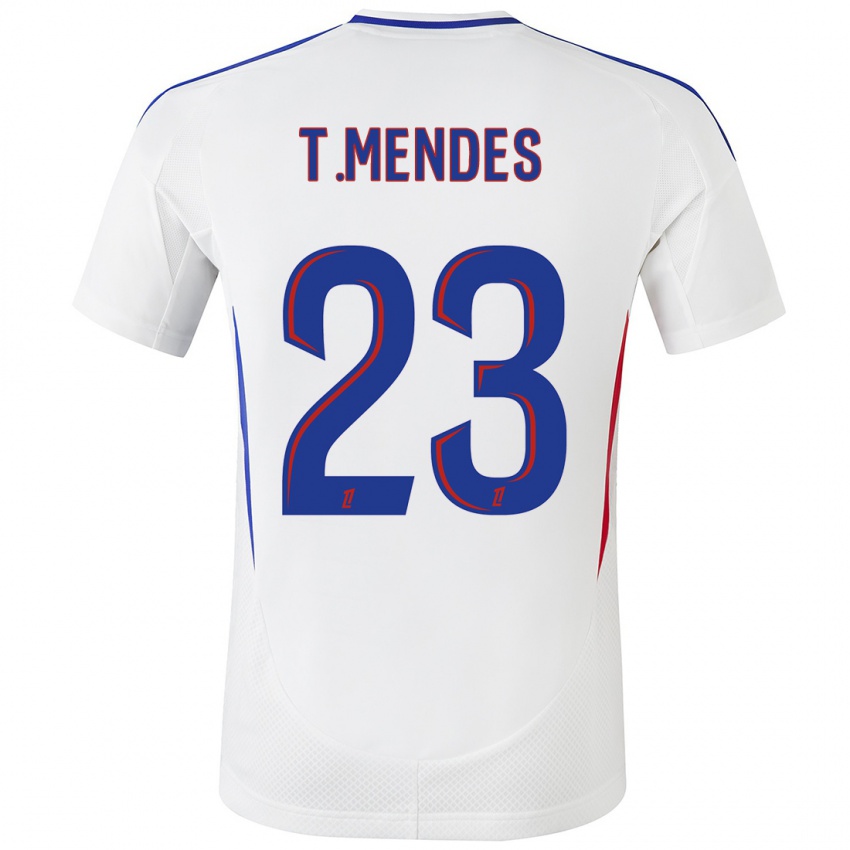 Mænd Thiago Mendes #23 Hvid Blå Hjemmebane Spillertrøjer 2024/25 Trøje T-Shirt