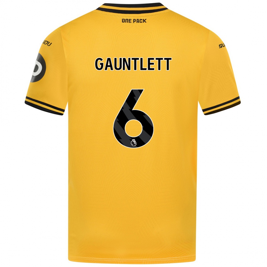 Mænd Maz Gauntlett #6 Gul Hjemmebane Spillertrøjer 2024/25 Trøje T-Shirt