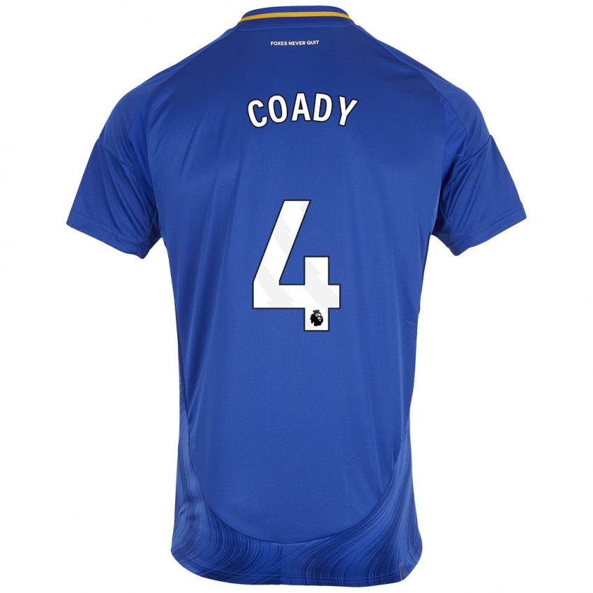 Mænd Conor Coady #4 Blå Hvid Hjemmebane Spillertrøjer 2024/25 Trøje T-Shirt