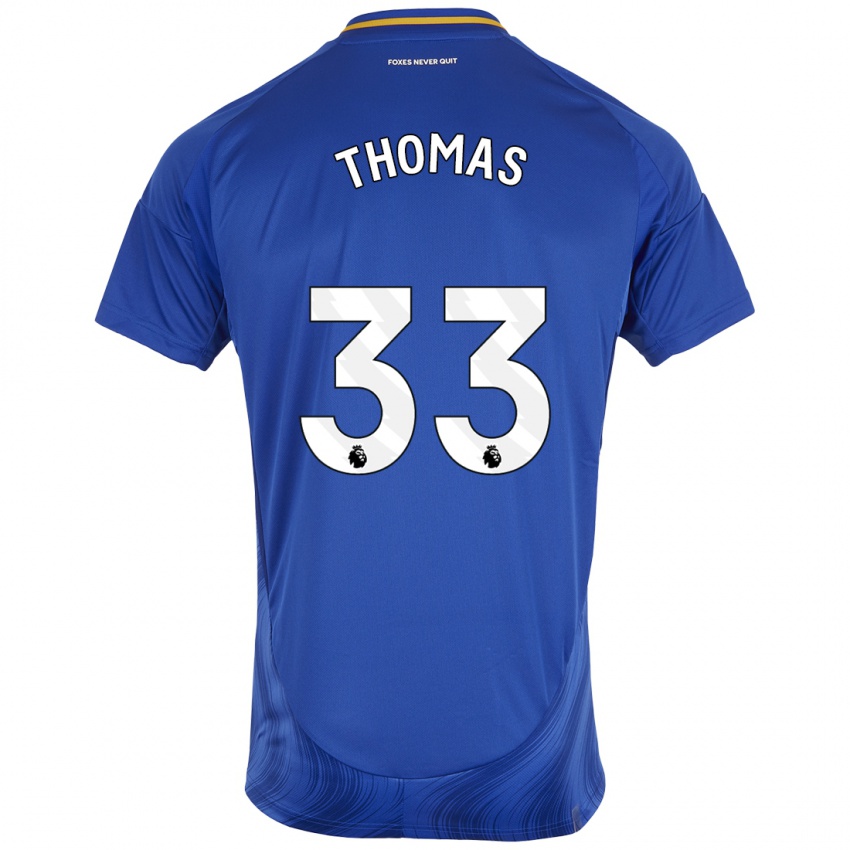 Mænd Luke Thomas #33 Blå Hvid Hjemmebane Spillertrøjer 2024/25 Trøje T-Shirt