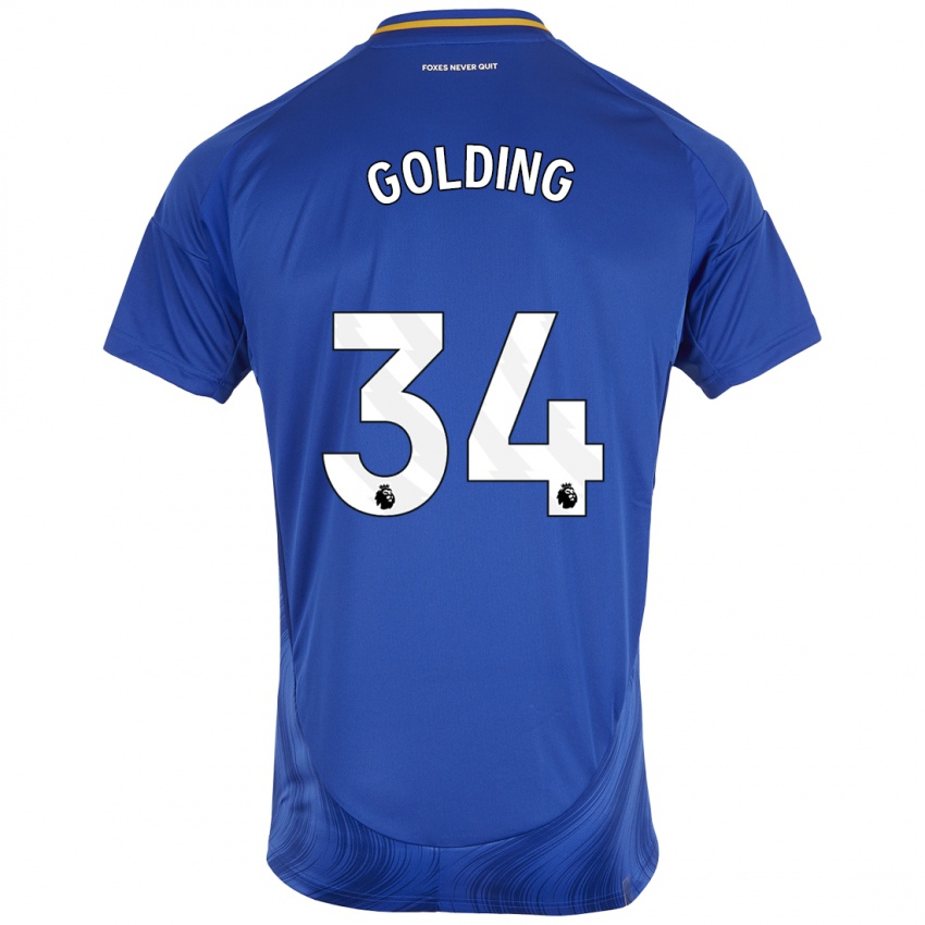 Mænd Michael Golding #34 Blå Hvid Hjemmebane Spillertrøjer 2024/25 Trøje T-Shirt