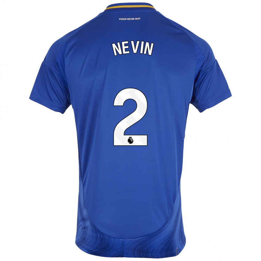 Mænd Courtney Nevin #2 Blå Hvid Hjemmebane Spillertrøjer 2024/25 Trøje T-Shirt