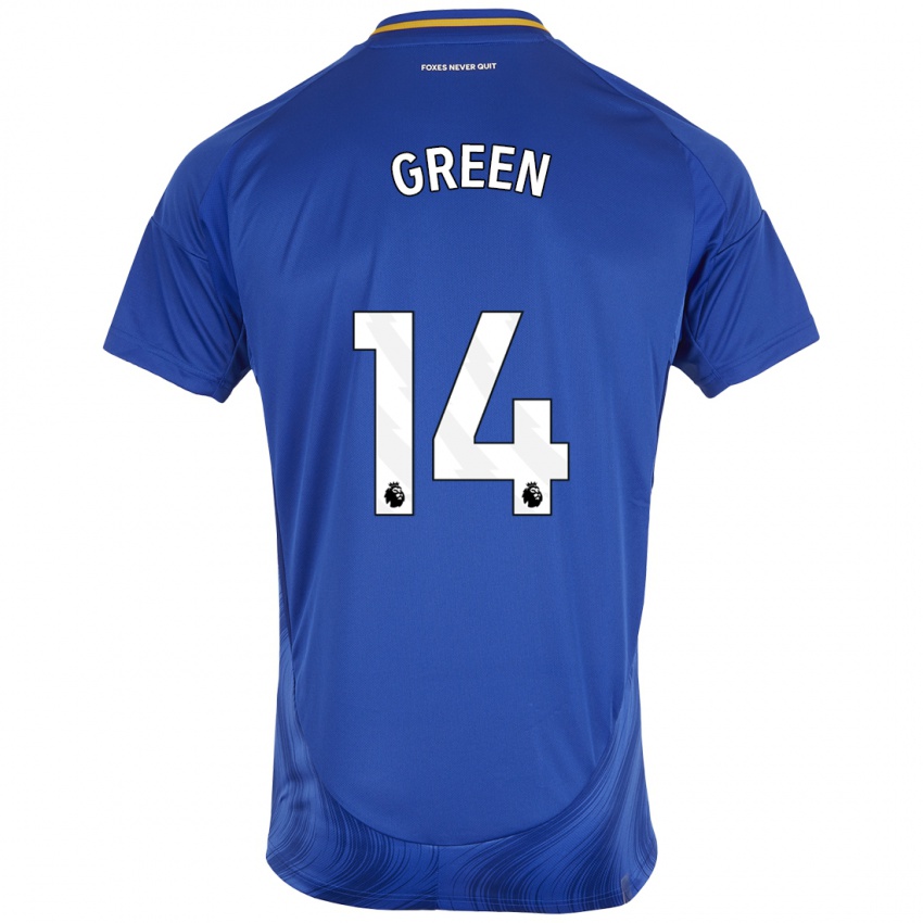 Mænd Josie Green #14 Blå Hvid Hjemmebane Spillertrøjer 2024/25 Trøje T-Shirt