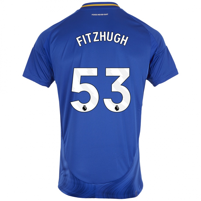 Mænd Ethan Fitzhugh #53 Blå Hvid Hjemmebane Spillertrøjer 2024/25 Trøje T-Shirt