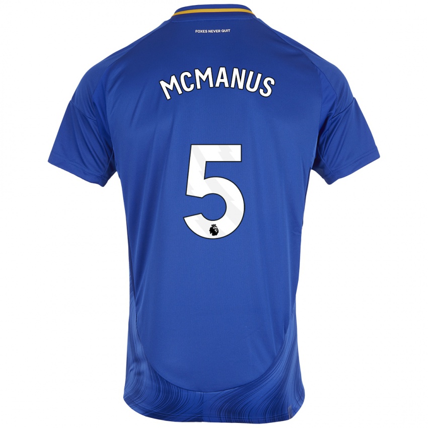 Mænd Abbie Mcmanus #5 Blå Hvid Hjemmebane Spillertrøjer 2024/25 Trøje T-Shirt