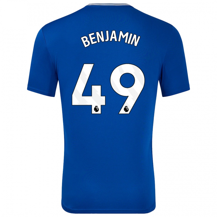 Mænd Omari Benjamin #49 Blå Med Hjemmebane Spillertrøjer 2024/25 Trøje T-Shirt