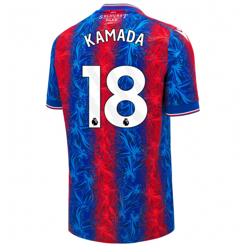 Mænd Daichi Kamada #18 Røde Blå Striber Hjemmebane Spillertrøjer 2024/25 Trøje T-Shirt