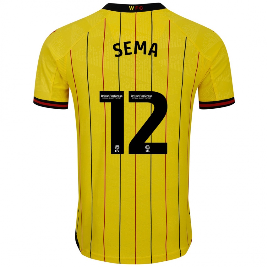 Mænd Ken Sema #12 Gul Sort Hjemmebane Spillertrøjer 2024/25 Trøje T-Shirt