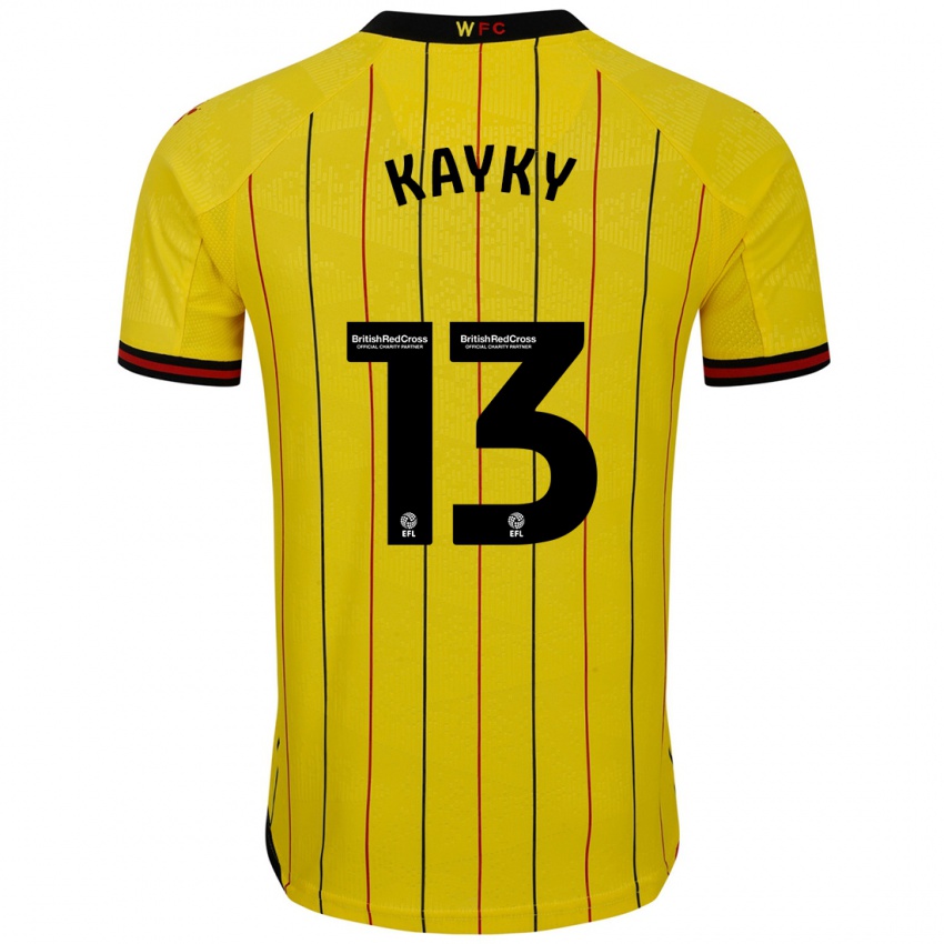 Mænd Kayky Almeida #13 Gul Sort Hjemmebane Spillertrøjer 2024/25 Trøje T-Shirt