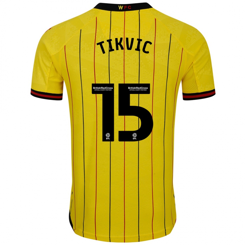 Mænd Antonio Tikvic #15 Gul Sort Hjemmebane Spillertrøjer 2024/25 Trøje T-Shirt