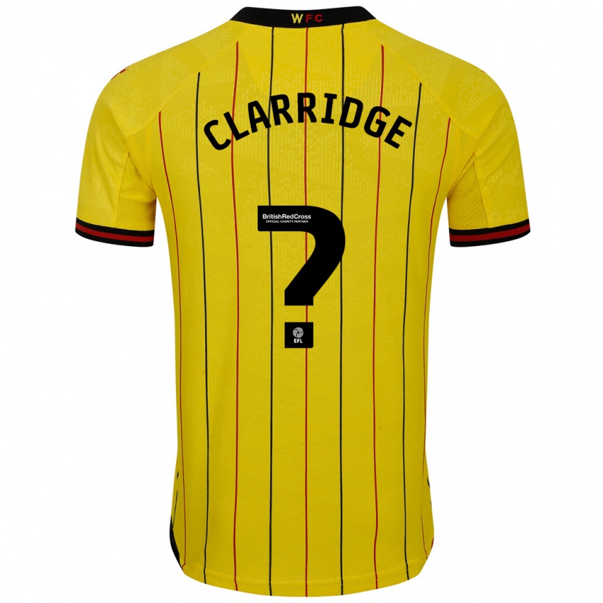 Mænd James Clarridge #0 Gul Sort Hjemmebane Spillertrøjer 2024/25 Trøje T-Shirt