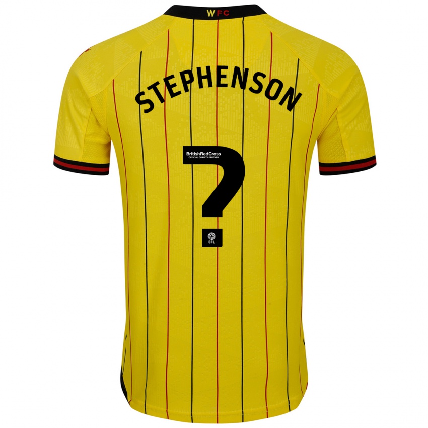 Mænd Ollie Stephenson #0 Gul Sort Hjemmebane Spillertrøjer 2024/25 Trøje T-Shirt