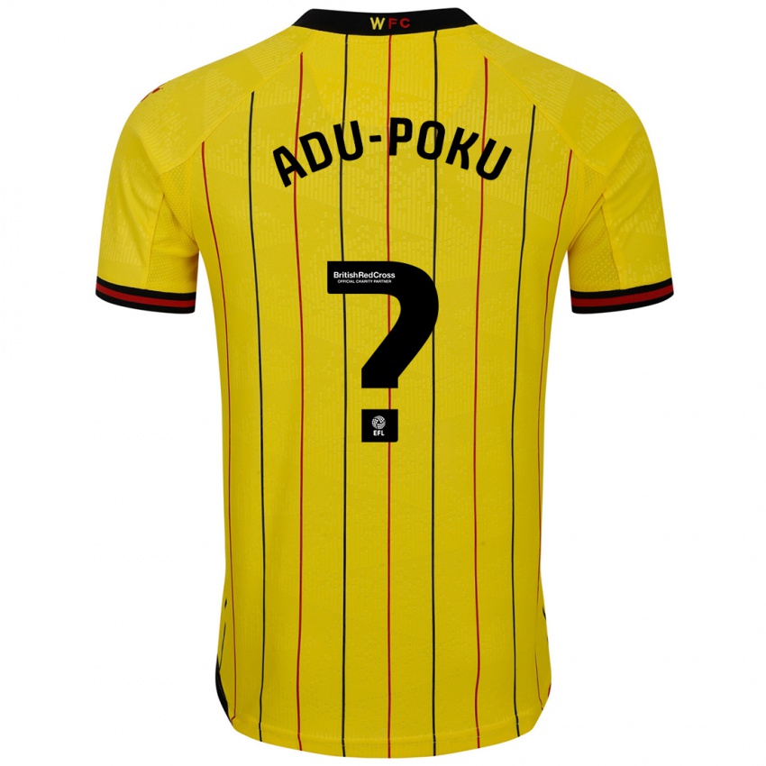 Mænd Michael Adu-Poku #0 Gul Sort Hjemmebane Spillertrøjer 2024/25 Trøje T-Shirt