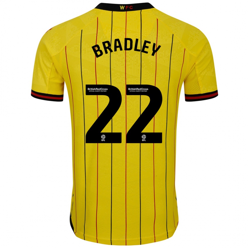 Mænd Jade Bradley #22 Gul Sort Hjemmebane Spillertrøjer 2024/25 Trøje T-Shirt