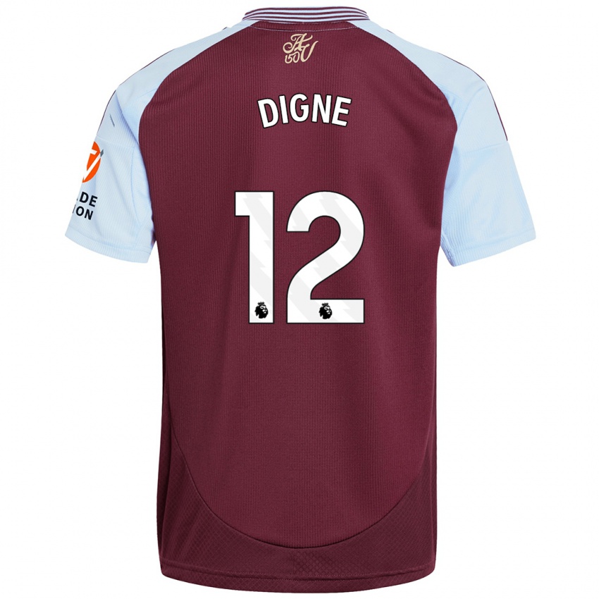 Mænd Lucas Digne #12 Burgund Himmelblå Hjemmebane Spillertrøjer 2024/25 Trøje T-Shirt