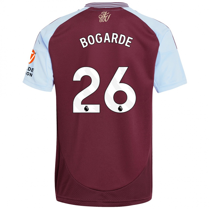 Mænd Lamare Bogarde #26 Burgund Himmelblå Hjemmebane Spillertrøjer 2024/25 Trøje T-Shirt